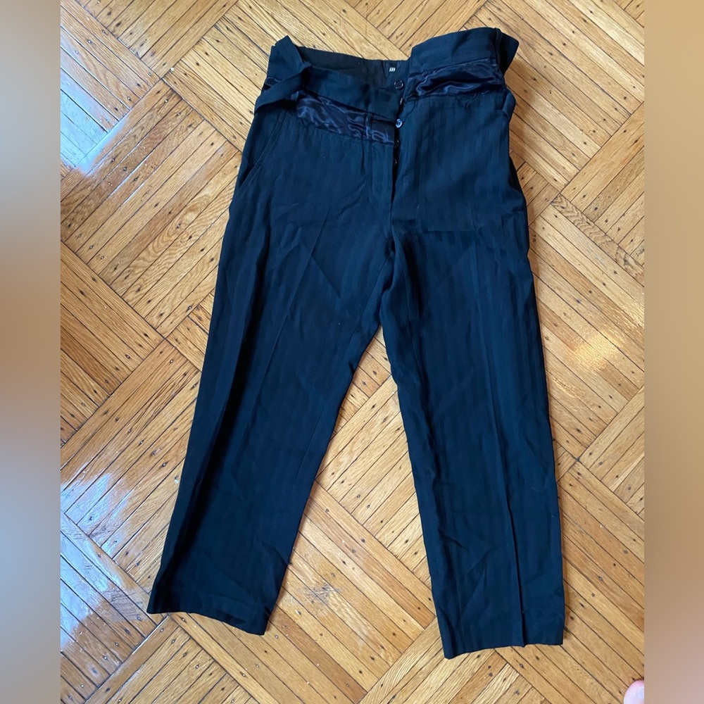 Ann Demeulemeester Black Pinstripe Wide-Leg Trousers